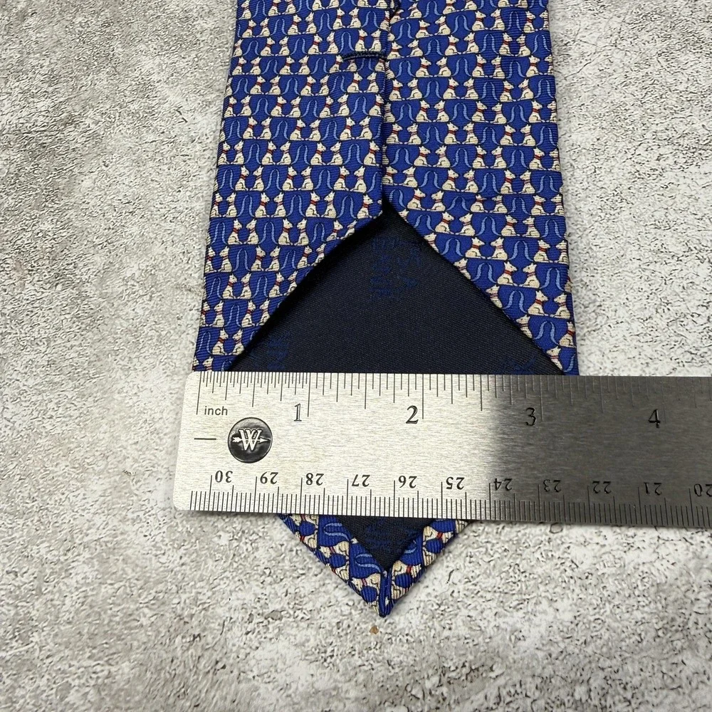 Jos. A. Bank Silk Tie Mens One Size Blue‎ Animal Print Dogs AOP Necktie 3.5